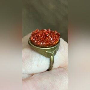 NEW FAUX DRUZY stone brass ring (1)